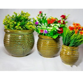 Set of Golden Rounded Pots